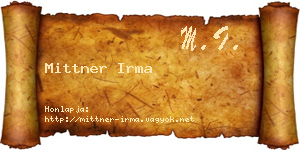 Mittner Irma névjegykártya